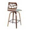 Lumisource Folia Counter Stool in Walnut Wood and Teal Fabric, PK 2 B26-FOLIAX WLTL2